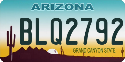 AZ license plate BLQ2792