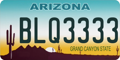 AZ license plate BLQ3333