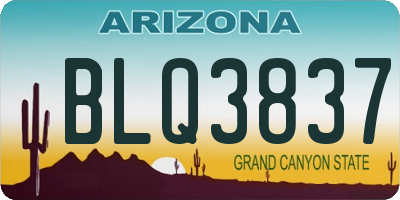 AZ license plate BLQ3837