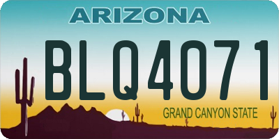 AZ license plate BLQ4071