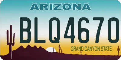 AZ license plate BLQ4670