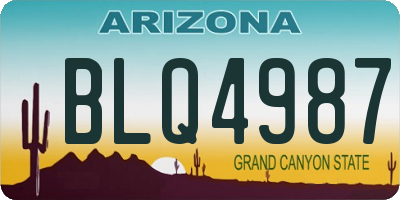 AZ license plate BLQ4987