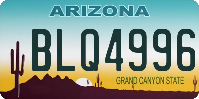 AZ license plate BLQ4996