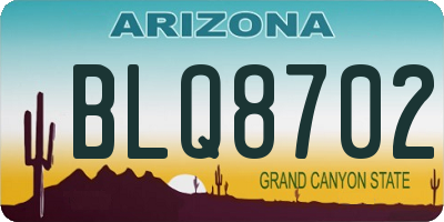 AZ license plate BLQ8702