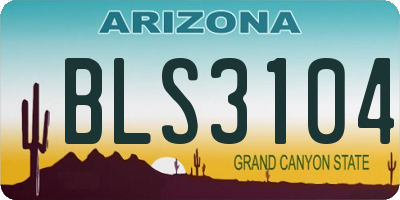 AZ license plate BLS3104