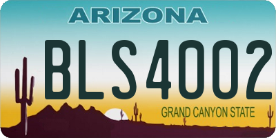 AZ license plate BLS4002