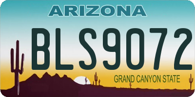 AZ license plate BLS9072