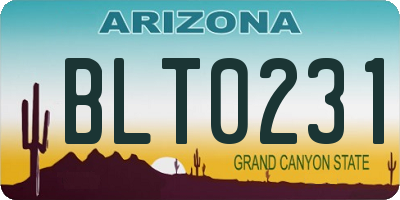 AZ license plate BLT0231