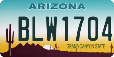AZ license plate BLW1704