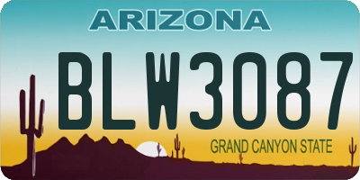 AZ license plate BLW3087