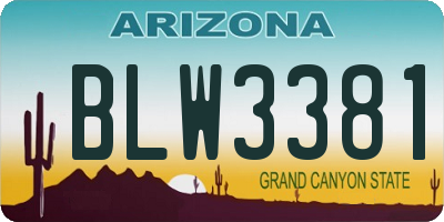 AZ license plate BLW3381