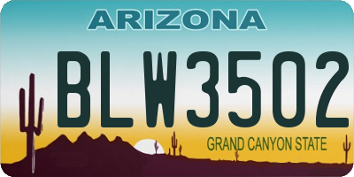 AZ license plate BLW3502