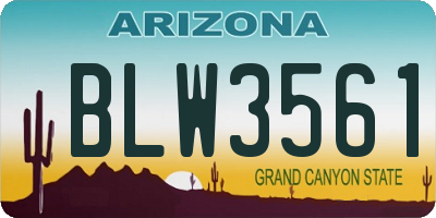 AZ license plate BLW3561