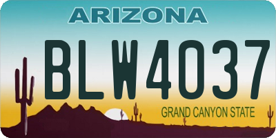AZ license plate BLW4037