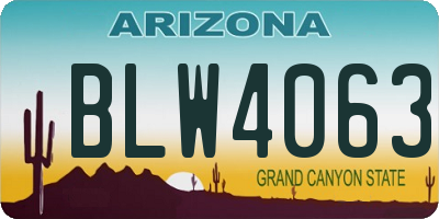 AZ license plate BLW4063