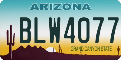 AZ license plate BLW4077
