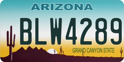 AZ license plate BLW4289