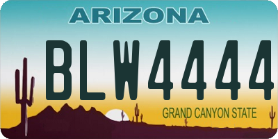 AZ license plate BLW4444