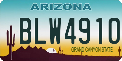 AZ license plate BLW4910