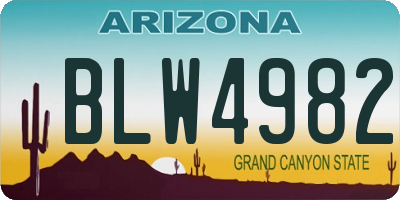 AZ license plate BLW4982