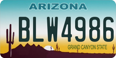 AZ license plate BLW4986