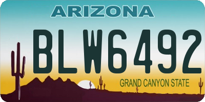 AZ license plate BLW6492
