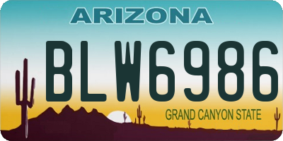 AZ license plate BLW6986