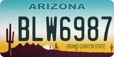 AZ license plate BLW6987