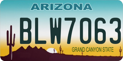AZ license plate BLW7063