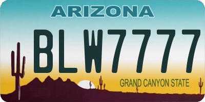AZ license plate BLW7777