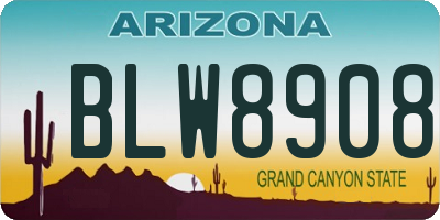AZ license plate BLW8908