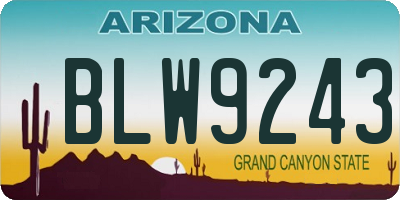 AZ license plate BLW9243