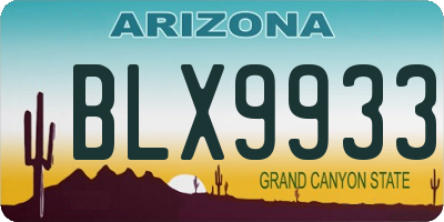 AZ license plate BLX9933