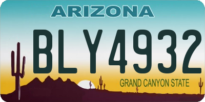 AZ license plate BLY4932