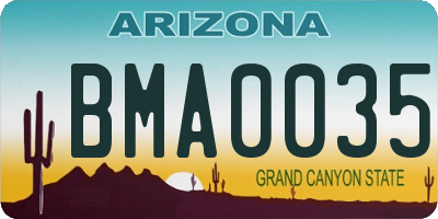 AZ license plate BMA0035