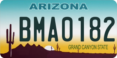 AZ license plate BMA0182