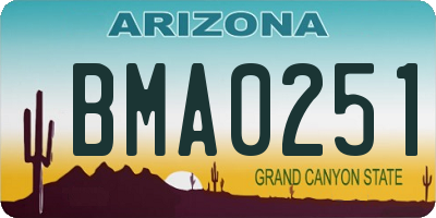 AZ license plate BMA0251