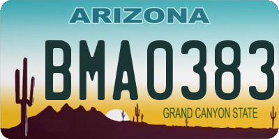 AZ license plate BMA0383
