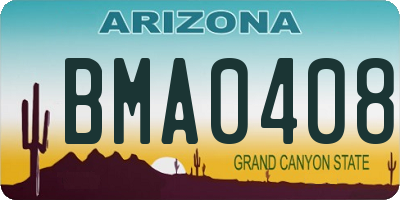 AZ license plate BMA0408