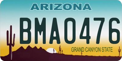 AZ license plate BMA0476