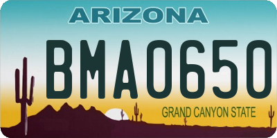 AZ license plate BMA0650