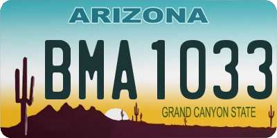 AZ license plate BMA1033