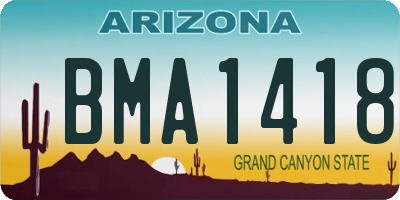 AZ license plate BMA1418