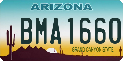 AZ license plate BMA1660