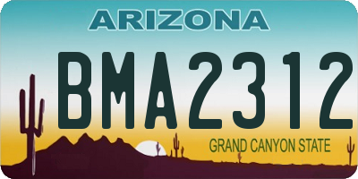 AZ license plate BMA2312