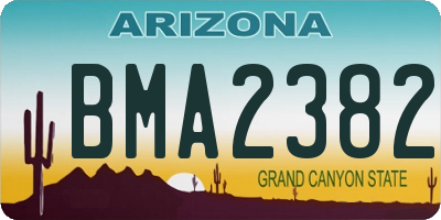 AZ license plate BMA2382
