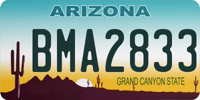 AZ license plate BMA2833