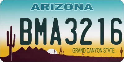 AZ license plate BMA3216