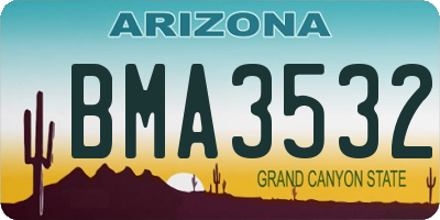 AZ license plate BMA3532