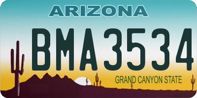 AZ license plate BMA3534
